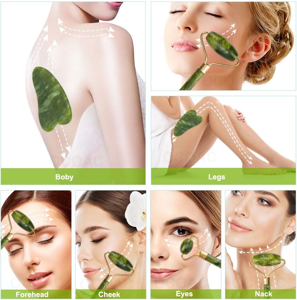 Jade Roller & Gua Sha Facial Tool Set