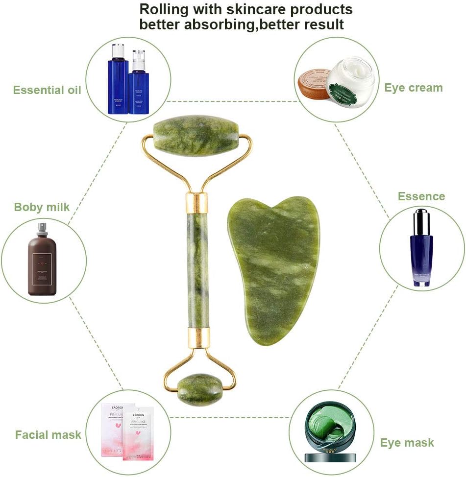Jade Roller & Gua Sha Facial Tool Set